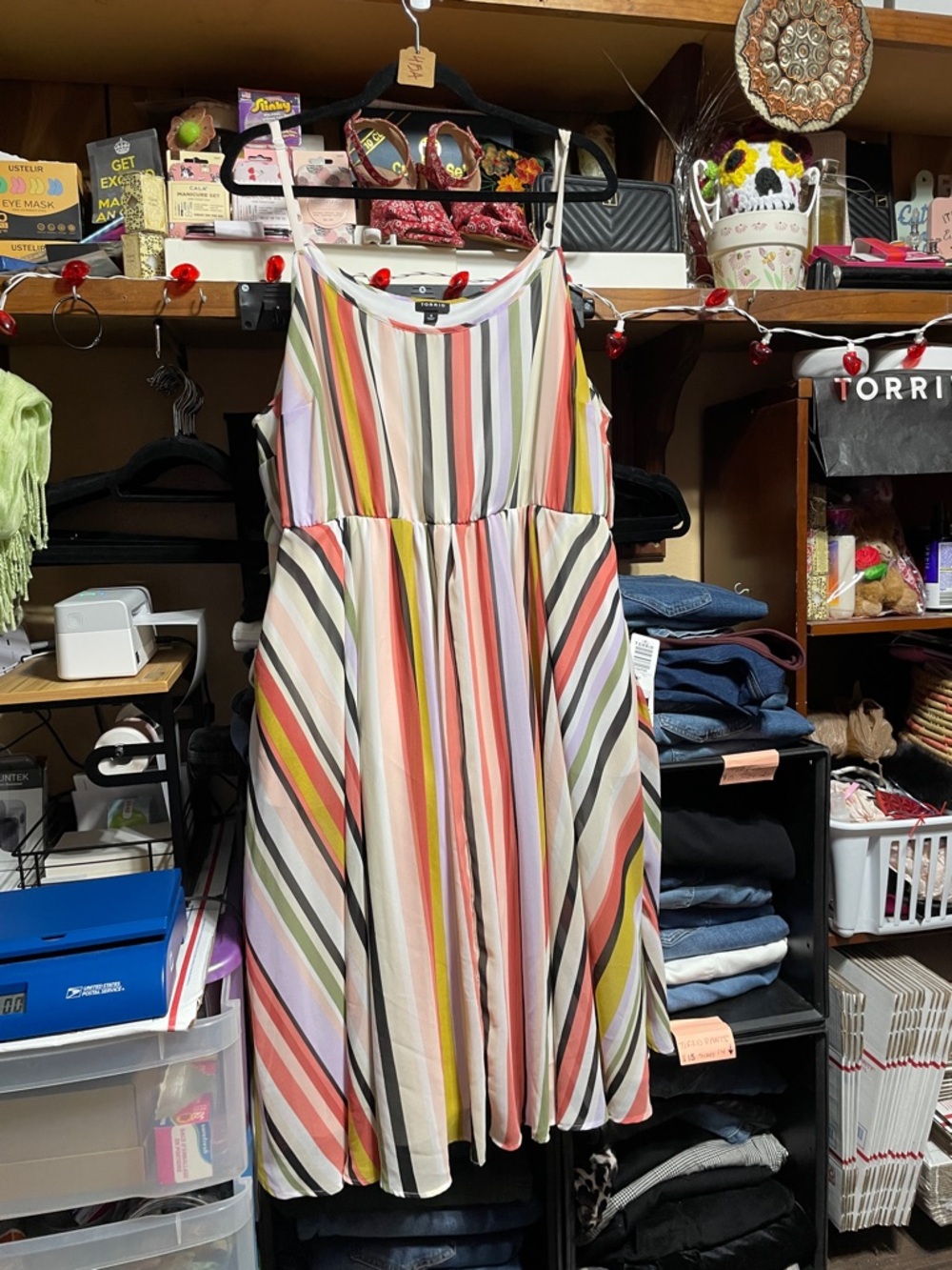 #415a size 4 torrid Striped Multicolor A-Line Sundress w/ pockets